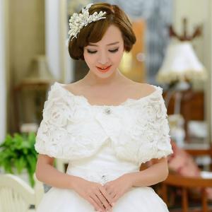 ウェディングボレロ/ウエディングストール/春夏ショール/ブライダル/花嫁様小物/レース・刺繍