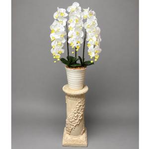 光触媒 アートフラワー 造花 胡蝶蘭 大型type2 3本立 白 陶器鉢W28 花台付き 花台付きSP 開店祝 開院祝 開業祝 移転祝 就任祝 贈答
