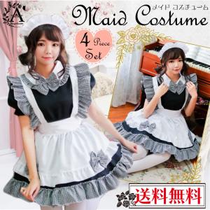 メイド服 ロリータ コスプレ メイド チェック ワンピース