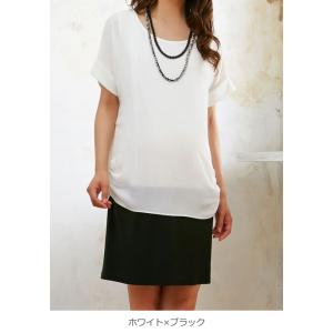 マタニティ ワンピース 授乳口付 シフォン&カ...の詳細画像5