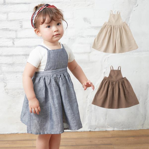 べビー キャミワンピ エプロン ワンピース CLOUDY FINE LATER コットンリネン 女の...