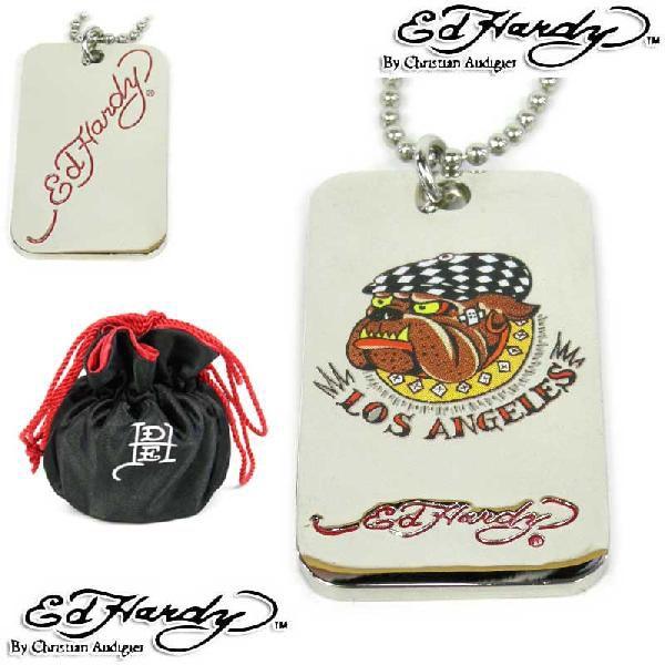 ブサカワイイ！！ED　HARDY　ドックタグ　ブルドックデザイン（エドハーディー、正規品、BY　クリ...