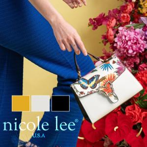 2024  新作  数量限定 NICOLE LEE ニコールリー BF16808 レディース  蝶 フラワー 花柄 かっちり スクエアバッグ ショルダーバッグ BUTTER-FLOWER｜angelina