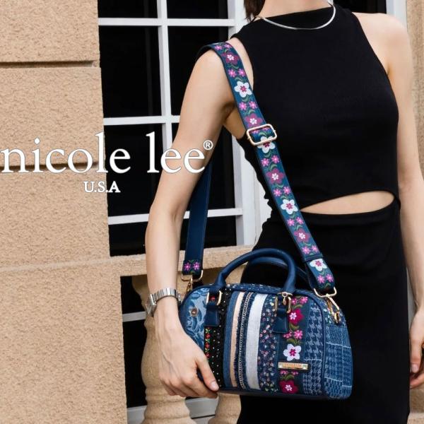 数量限定 NICOLE LEE ニコールリー JS17045 パッチフラワーミニボウリングバッグ ハ...