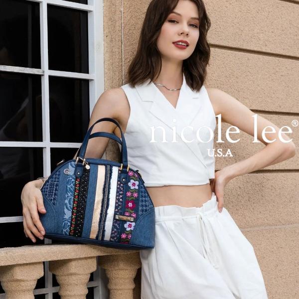 数量限定 NICOLE LEE ニコールリー JS17050 パッチフラワードームサッチェル ハンド...