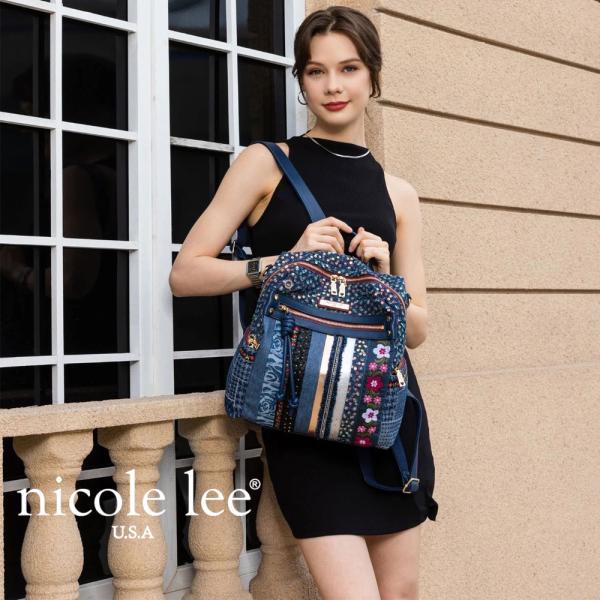 数量限定 NICOLE LEE ニコールリー JS17046 パッチフラワーバックパック ハンドバッ...