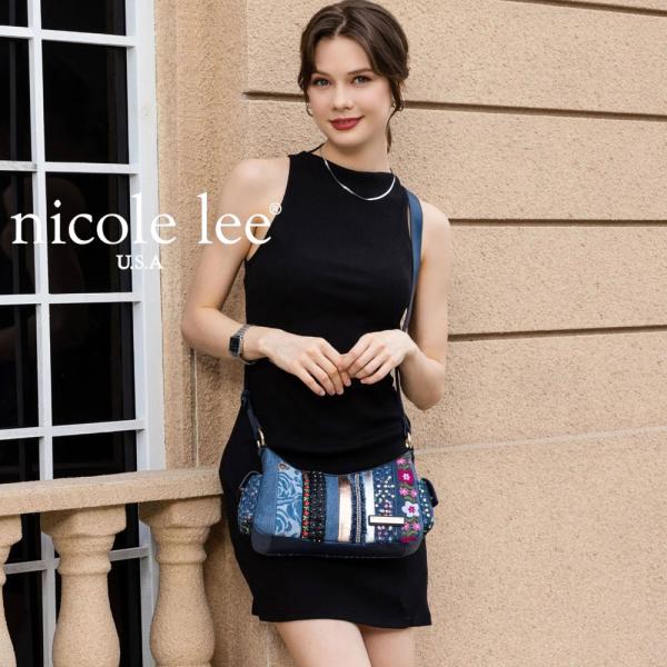 数量限定 NICOLE LEE ニコールリー JS17046 パッチフラワークロスボディ ミニバッグ...