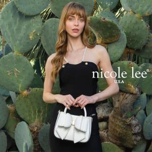 2026新作 数量限定 NICOLE LEE ニコールリー P17620 STUDDED BOW HANDBAG 2WAYショルダー ハンドバッグ ビッグリボン フェミニン メタルスタッズ