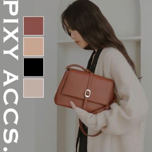 保証付 返品OK  日本正規代理店  2024 PIXY ACCS. ピクシーアックス  PX230017 レディース レトロクラシカル バックル ビーガンレザーショルダーバッグ｜angelina