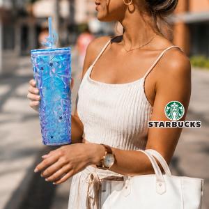 2026 保証付 返品OK 海外限定 Starbucks ムーンライト 大容量 ストローカップ 710ml スターバックス ブルー オーロラカラー クリスタルカップ コールドカップ