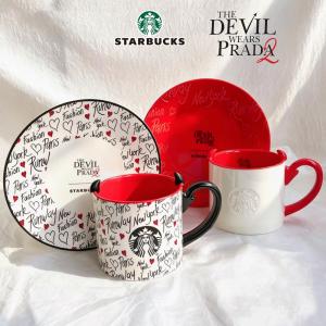 2026新ブランド！保証付 返品OK Starbucks プラダを着た悪魔2 マグカップ ソーサー付 360ml The Devil Wears Prada コーヒーカップ 紅茶