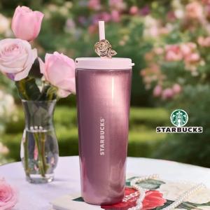 2026 保証付 返品OK 海外限定 STARBUCKS スターバックス ローズ ダブル飲み口 ステンレスストローカップ 650ml Rose Garden バラ　ガーデン ピンク