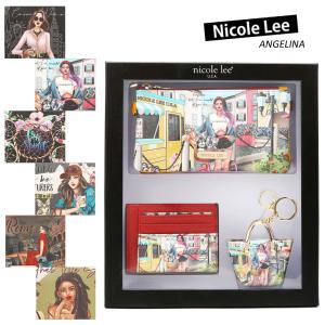 数量限定 NICOLE LEE ニコールリー PRT7011 ガールプリント お財布 ギフトボックス  小銭入れミニポーチ カードケース セット ニコルリー｜angelina