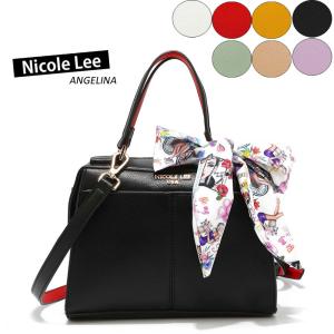 数量限定 NICOLE LEE ニコールリー P16409 RYLEE レディース ロゴ スカーフ付き  スクエア ハンドバッグ ポシェット  ショルダー ビーガンレザー｜angelina