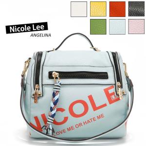 数量限定 NICOLE LEE ニコールリー P16463 KAI レディース ビッグロゴ  ミニリュック リュックサック 三つ編みストラップ 春夏秋冬 ビーガンレザー｜angelina