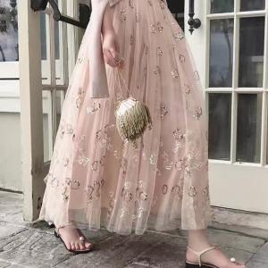 レディース ロングスカート ボトム チュール 花...の商品画像