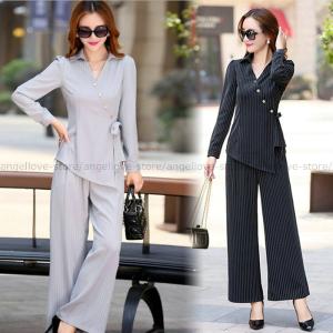 卒業式 服 母 40代 セットアップ スーツ レディース パンツスーツ 長袖 ストライプ ガウチョパンツ 2点セット キレイめ フォーマル 通勤 Ol ワイド 着痩せ Eltvtz3y19p004 富士研磨 通販 Yahoo ショッピング