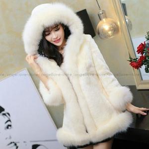 超可愛いファーコート 柔らかい豪華 ラビットファー