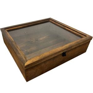 ディスプレイケース 上開き ダークブラウン 70×9×20cm 取手無し ヨコ型