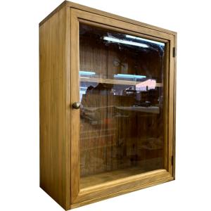 コレクションケース アンティークブラウン 透明ガラス 35×14×48cm 棚板