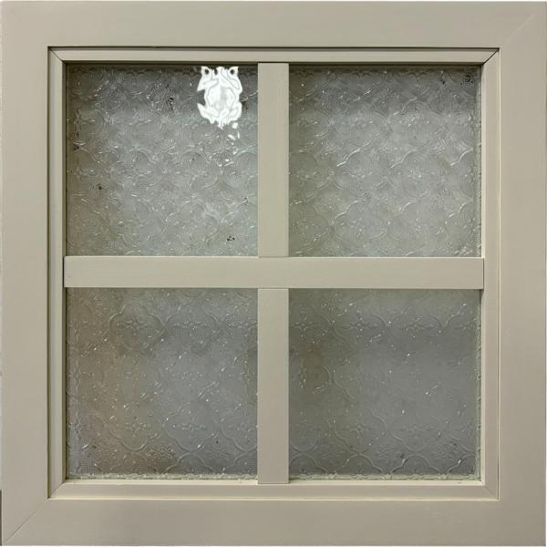 ガラスフレーム アンティークホワイト フローラガラス 室内窓 ハメゴロシ窓 片面桟入り 35×2×3...