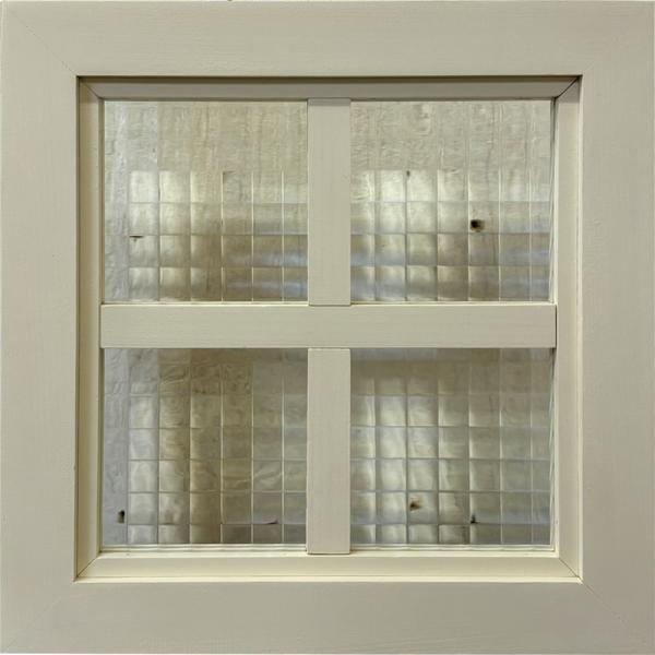 FIX窓 アンティークホワイト チェッカーガラス 室内窓 両面桟入り 30×3.5×30cm フィッ...