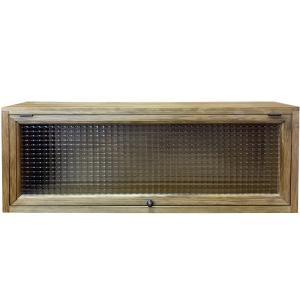 キャビネット 上から開く扉 80x27x26cm アンティークブラウン 横型