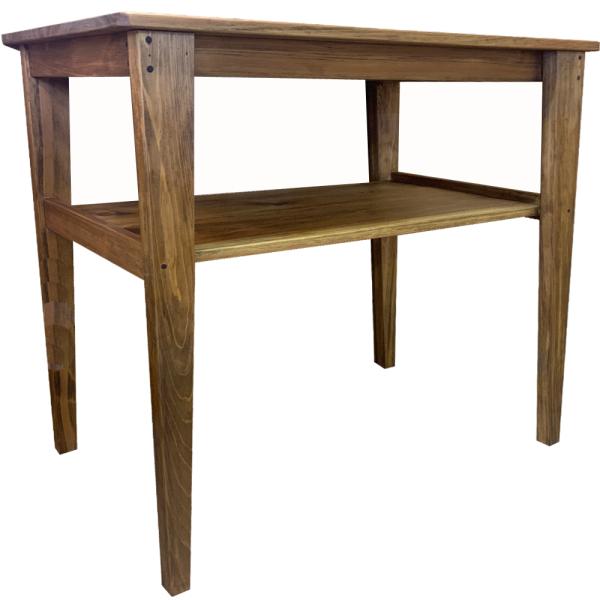 カウンターテーブル 90×50×90cm アンティークブラウン 天板厚み2cm 棚付き 作業台 木製...
