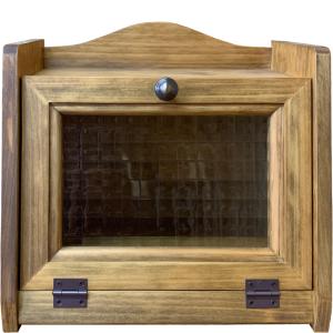 ブレッドケース アンティークブラウン フローラガラス 30×21×26cm 真鍮
