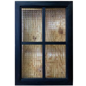 FIX窓 チェッカーガラス ブラックステイン 40×3.5×60cm 両面桟入り 縦横兼用 ひのき 木製 ハンドメイド 受注製作｜angelsdust