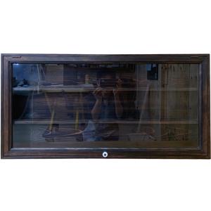 ディスプレイケース ダークブラウン w81.5d10h41cm 3段棚 透明ガラス扉 木製 ひのき 受注製作｜angelsdust