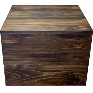 ウッドボックス 収納箱 木箱 二方桟蓋つき カントリー 36×36×28cm ダークブラウン 木製 ひのき ハンドメイド 受注製作｜angelsdust