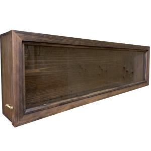 ディスプレイケース 上開き 透明ガラス扉 ダークブラウン 50×13×19cm