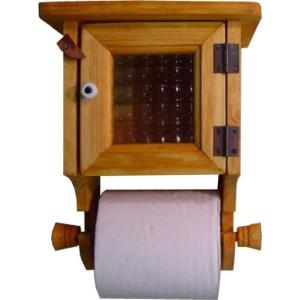 トイレ用ペーパーホルダー クロスガラス ナチュラル w19d17h25cm ストックボックス付 木製 ひのき 受注製作｜angelsdust