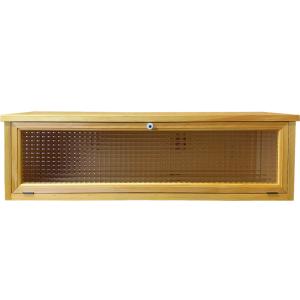 キャビネット 上から開く扉 80x27x26cm アンティークブラウン 横型