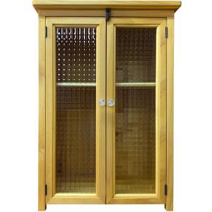 キャビネット 上から開く扉 80x27x26cm アンティークブラウン 横型