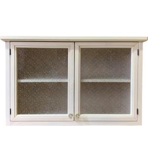 吊戸棚 キャビネット チェッカーガラス アンティークブラウン 120×30