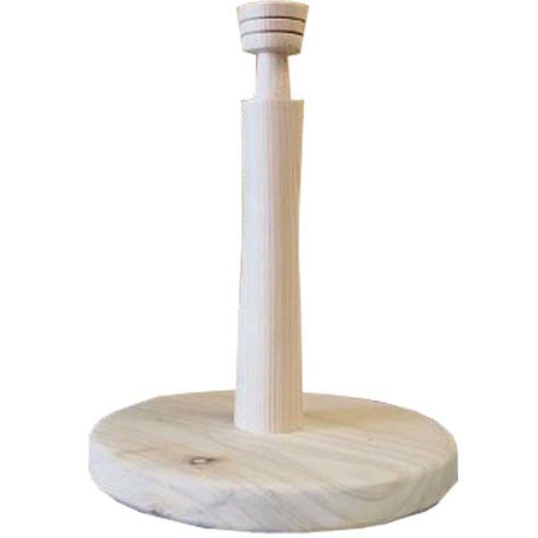 卓上トイレットペーパースタンド ロールペーパーホルダー 丸型 無塗装白木 15×15×19cm 木製...