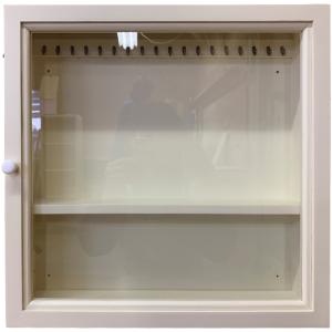ガラスケース 内側蝶番 透明ガラス アンティークホワイト 37×13×37cm