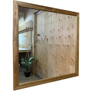 スクエアミラー アンティークブラウン 70×2×70cm 正方形 鏡 木製 ひのき ハンドメイド 受注製作｜angelsdust