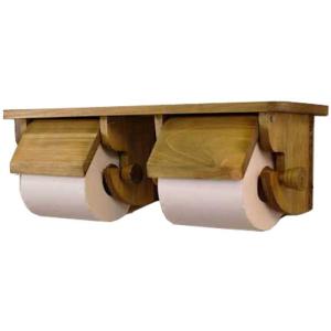 トイレ用ペーパーホルダー 押さえカバーつき アンティークブラウン w42d12.5h14.5cm 2個取り付けタイプ 木製 ヒノキ 受注製作｜angelsdust