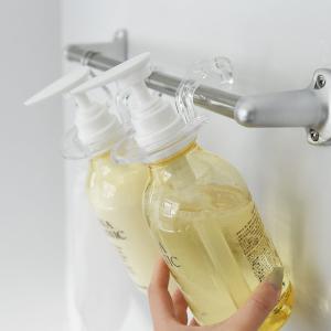 下げたまま片手でプッシュできるボトルフック 吊り下げ収納 シャンプー 吊り下げ リンス コンディショナー バスルーム 収納 ぶら下げ 収納【2/19追加】