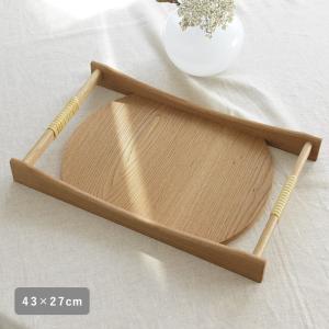 天然木と籐のサービングトレイ【送料無料】