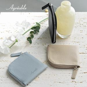 フラットで嵩張りにくい 牛革 L字型ウォレット ミニ財布／Agreable アグレアーブル 母の日 【ｍ26】