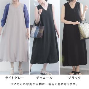 【さらさらリネンタッチ】裾バルーン Vネック ...の詳細画像3
