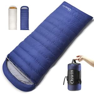 寝袋 シュラフ ダウン Oswin 1.3kg 封筒型 通年使用可能 YKK両開きファスナー 320T 撥水加工 布団代わりに コンパクト 超軽量 自