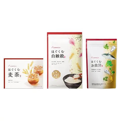 オムテック　はぐくむ白雑穀+はぐくむ麦茶+はぐくむお出汁 セット　GABA 葉酸  国産 妊活 個包...