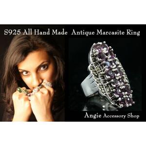 17号アメジストマーカサイト ヴィンテージシルバーリング指輪