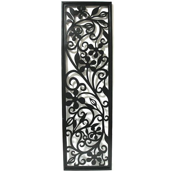 壁掛け木彫りのレリーフ A 唐草リーフ ブラック120 [H.120.5cmｘ35cm] おしゃれな...