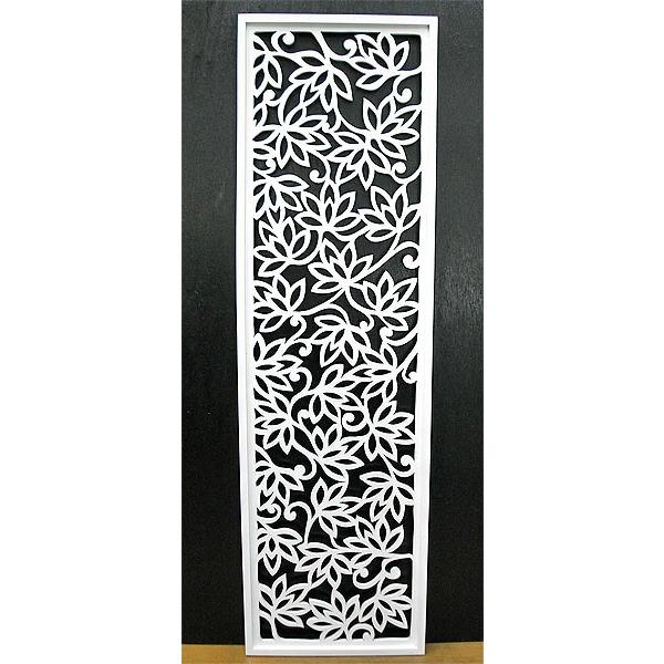 壁掛け木彫りのレリーフ G ロータス花模様　ホワイト120 [H.120.5cmｘ35cm] おしゃ...